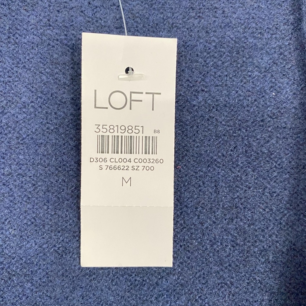 NWT LOFT Cardigan Sweater Womens Medium Blue Duster Long Open Front Knit Pockets - Picture 4 of 13